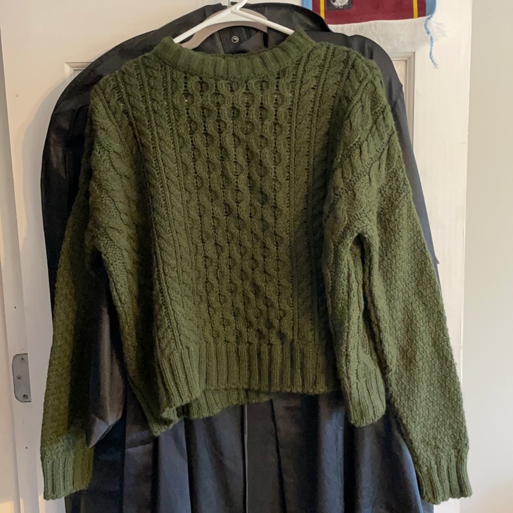 Green BDG Cable Knit Sweater